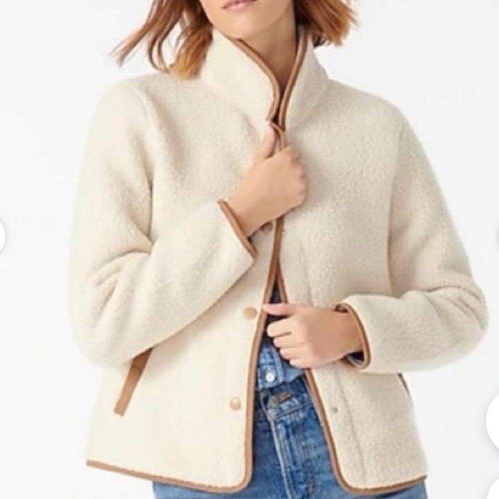 J.Crew Polartec sherpa fleece jacket in cream XS